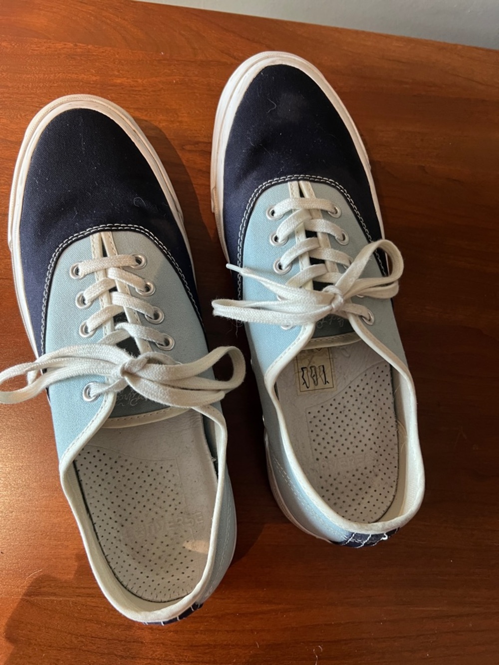 Men's Two-Tone Canvas Sneakers - Navy and Light Blue
